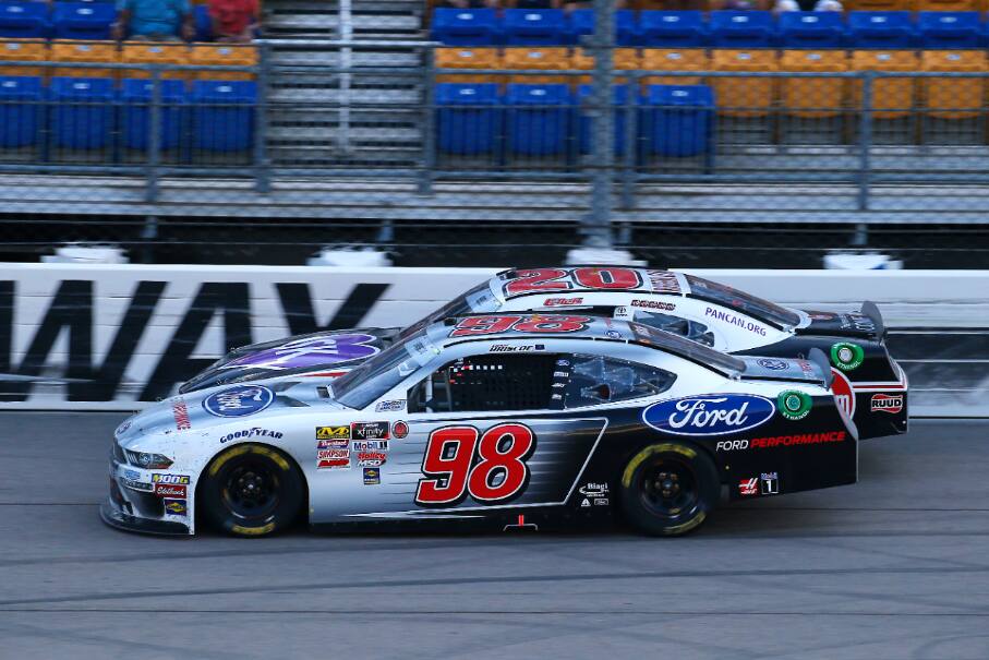 The win locked the Ford Performance development driver into the Xfinity playoffs this fall. The win locked the Ford Performance development driver into the Xfinity playoffs this fall.